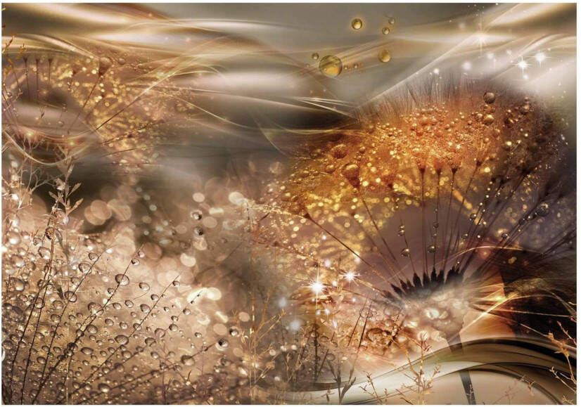 Artgeist Fotobehang Dandelions World Gold 350x245cm Vliesbehang