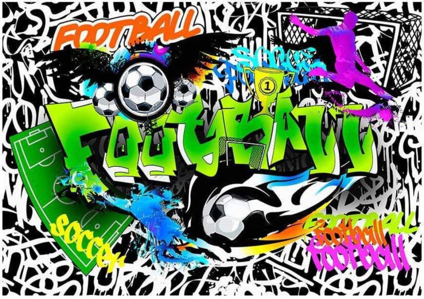 Artgeist Fotobehang Football Graffiti 200x140cm Vliesbehang