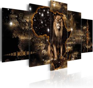 Artgeist Golden Lion Wide Canvas Schilderij
