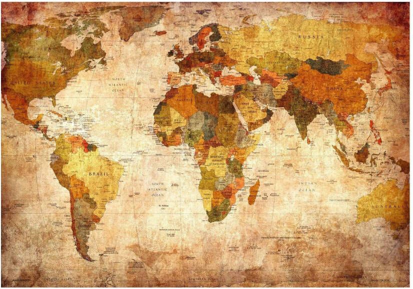 Artgeist Old World Map Vlies Fotobehang 200x140cm 4-banen