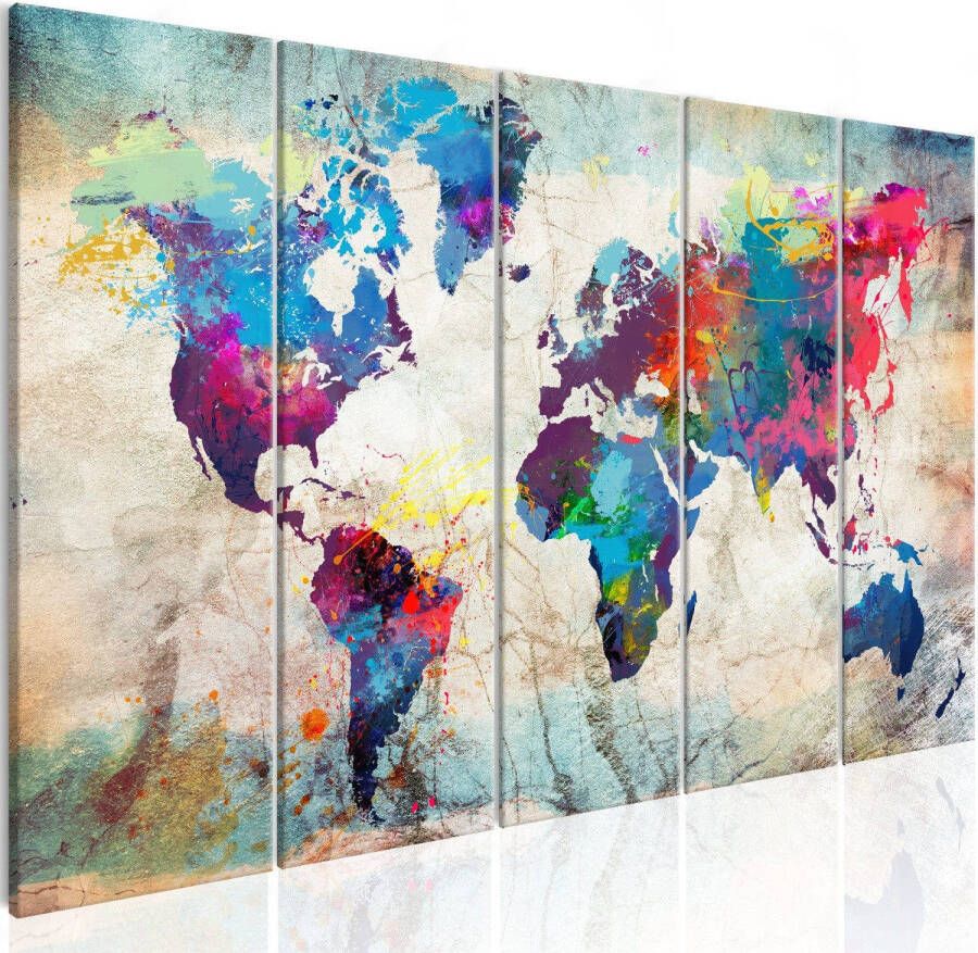Artgeist World Map Cracked Wall Canvas Schilderij
