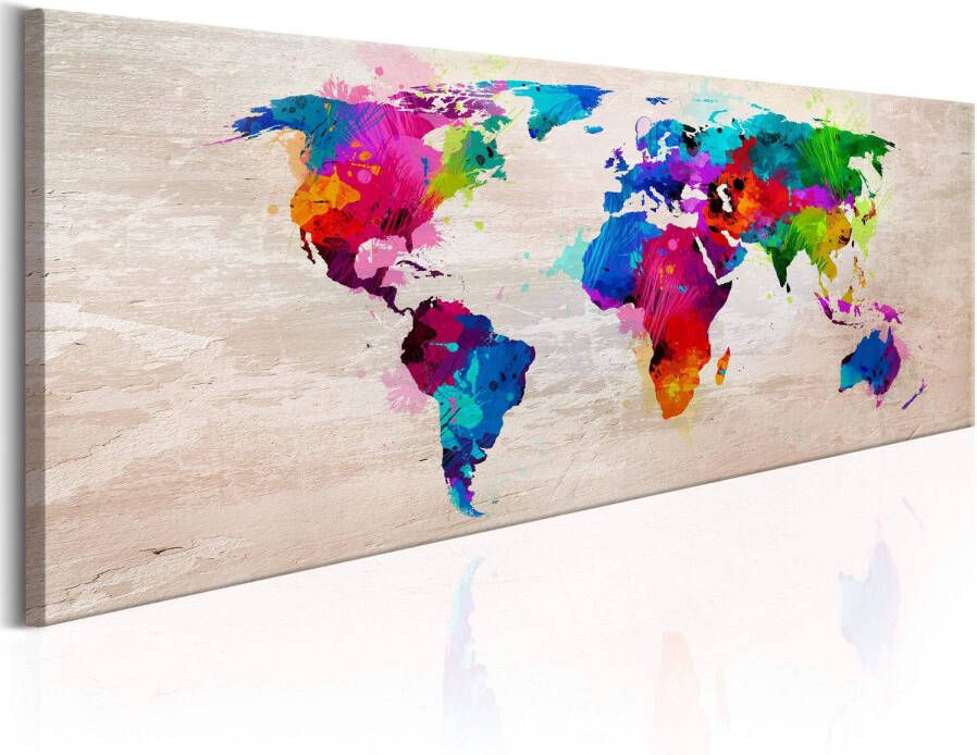 Artgeist World Map Finesse of Colours Canvas Schilderij 135x45cm