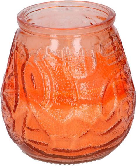 Arti Casa 1x Citronella lowboy tafelkaarsen 10 cm oranje glas geurkaarsen