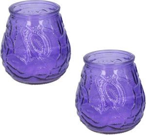 Arti Casa Set Van 5x Stuks Citronella Lowboy Tuin Kaarsen In Paars Glas 10 Cm Anti Muggen insecten Artikelen
