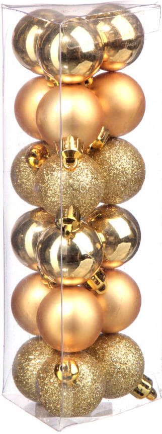 Atmosphera Kerstballen goudkleurig 18ST glans en mat 3 cm kunststof Kerstbal