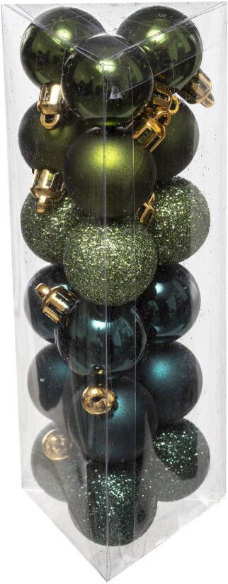 Atmosphera 18x stuks kerstballen groen glans en mat kunststof 3 cm Kerstbal