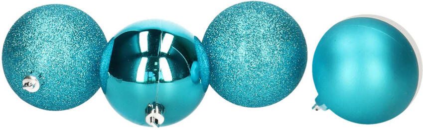 Atmosphera 5x stuks kerstballen turquoise blauw glans en mat kunststof 5 cm Kerstbal