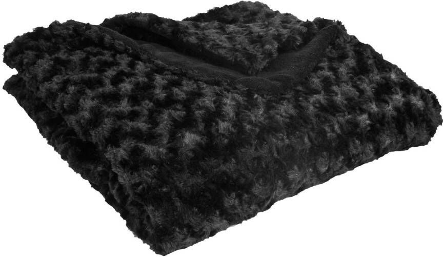 Atmosphera Bank bed sprei deken plaid geknoopt motief 120 x 160 cm zwart Plaids