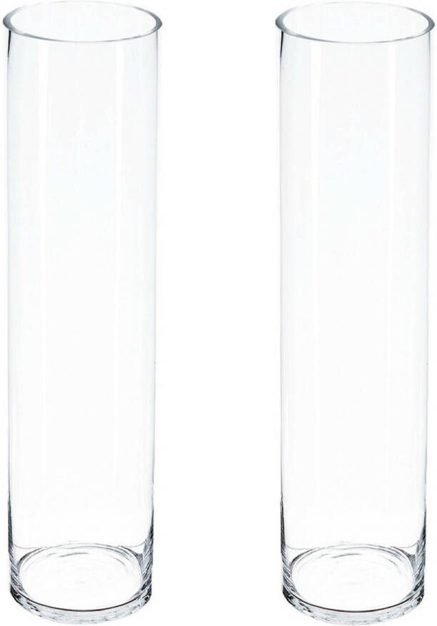 Atmosphera Bloemenvaas 2x Cilinder model transparant stevig glas H50 x D15 cm Vazen