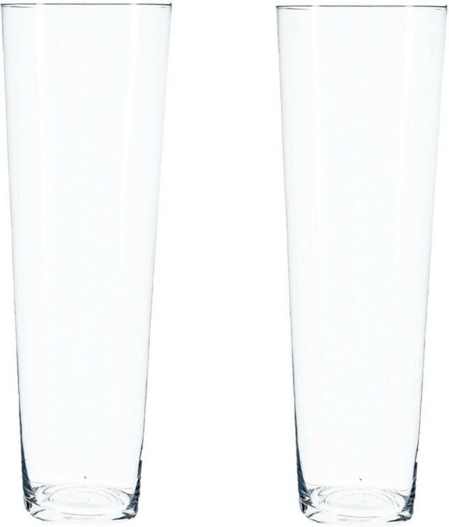 Atmosphera Bloemenvaas 2x Conisch model transparant glas H50 x D16 cm Vazen