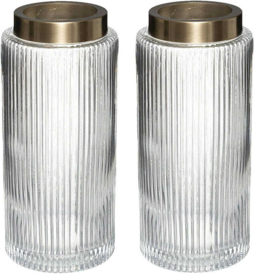 Atmosphera Bloemenvaas 2x Elegance Cilinder vorm transparant glas H26 x D12 cm Vazen