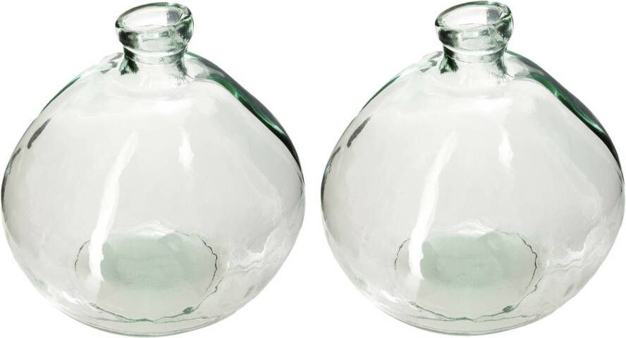 Atmosphera bloemenvaas 2x Organische bol fles vorm helder transparant glas H22 x D21 cm Vazen