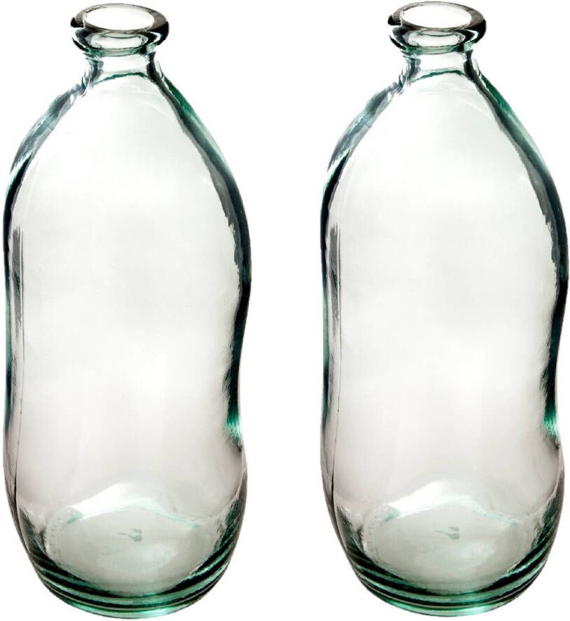Atmosphera Bloemenvaas 2x Organische fles vorm helder transparant glas H36 x D15 cm Vazen