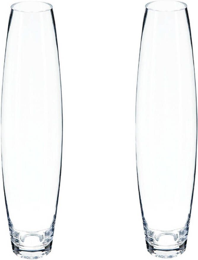 Atmosphera Bloemenvaas 2x Ovaal model transparant glas H40 x D11 cm Vazen