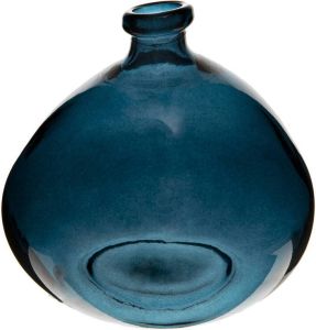 Atmosphera bloemenvaas Organische bol fles vorm blauw transparant glas H22 x D21 cm Vazen