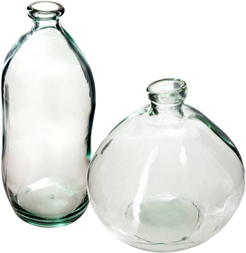 Atmosphera Bloemenvazen set 2x Organische fles vorm helder transparant glas Vazen