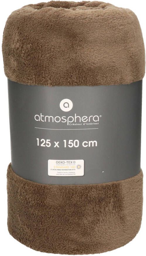 Atmosphera Fleece deken fleeceplaid bruin 125 x 150 cm polyester Plaids