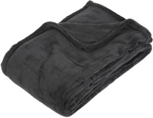 ATMOSPHERA Fleece deken fleeceplaid donkergrijs 130 x 180 cm polyester Bankdeken Fleece deken Fleece plaid Plaids