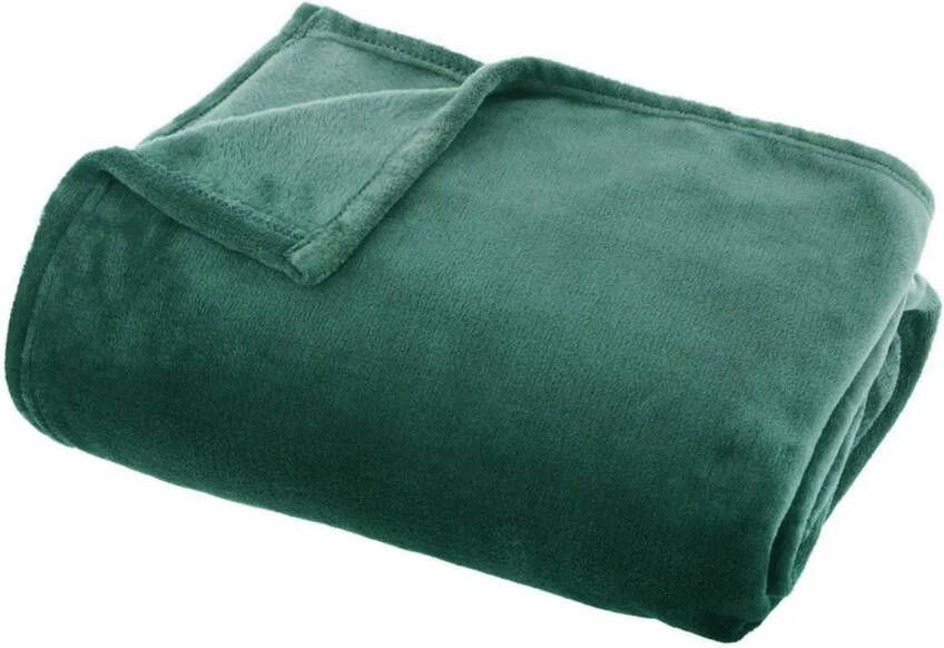 ATMOSPHERA Fleece deken fleeceplaid groen 125 x 150 cm polyester Bankdeken Fleece deken Fleece plaid Plaids