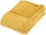 ATMOSPHERA Fleece deken fleeceplaid oker geel 130 x 180 cm polyester Bankdeken Fleece deken Fleece plaid Plaids - Thumbnail 1