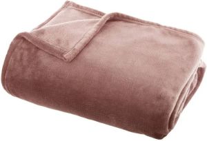 ATMOSPHERA Fleece deken fleeceplaid oud roze 125 x 150 cm polyester Bankdeken Fleece deken Fleece plaid Plaids
