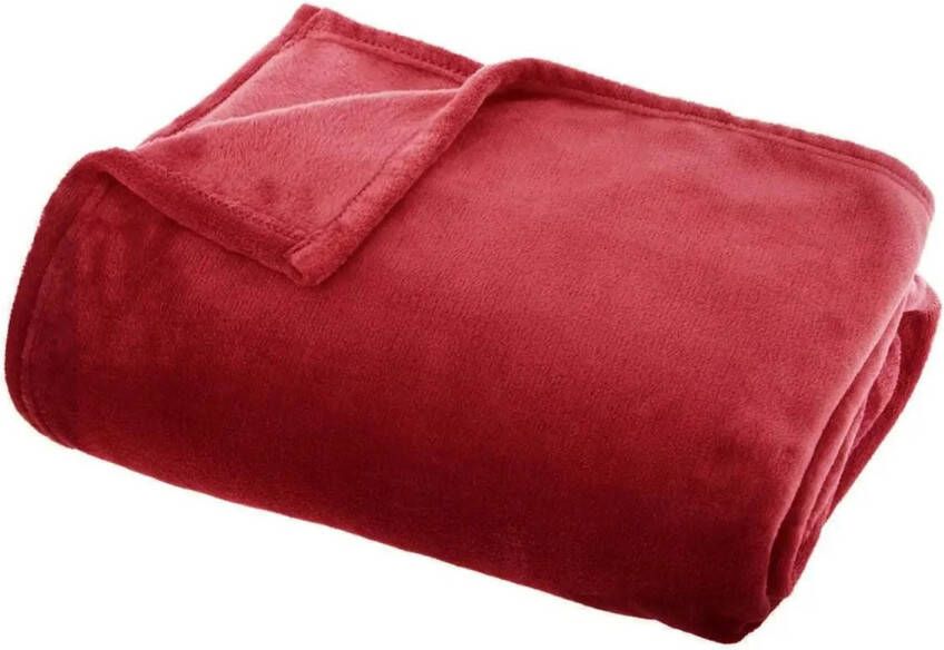 ATMOSPHERA Fleece deken fleeceplaid rood 125 x 150 cm polyester Bankdeken Fleece deken Fleece plaid Plaids