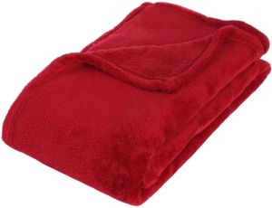 ATMOSPHERA Fleece deken fleeceplaid rood 130 x 180 cm polyester Bankdeken Fleece deken Fleece plaid Plaids