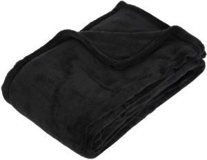 ATMOSPHERA Fleece deken fleeceplaid zwart 125 x 150 cm polyester Bankdeken Fleece deken Fleece plaid Plaids