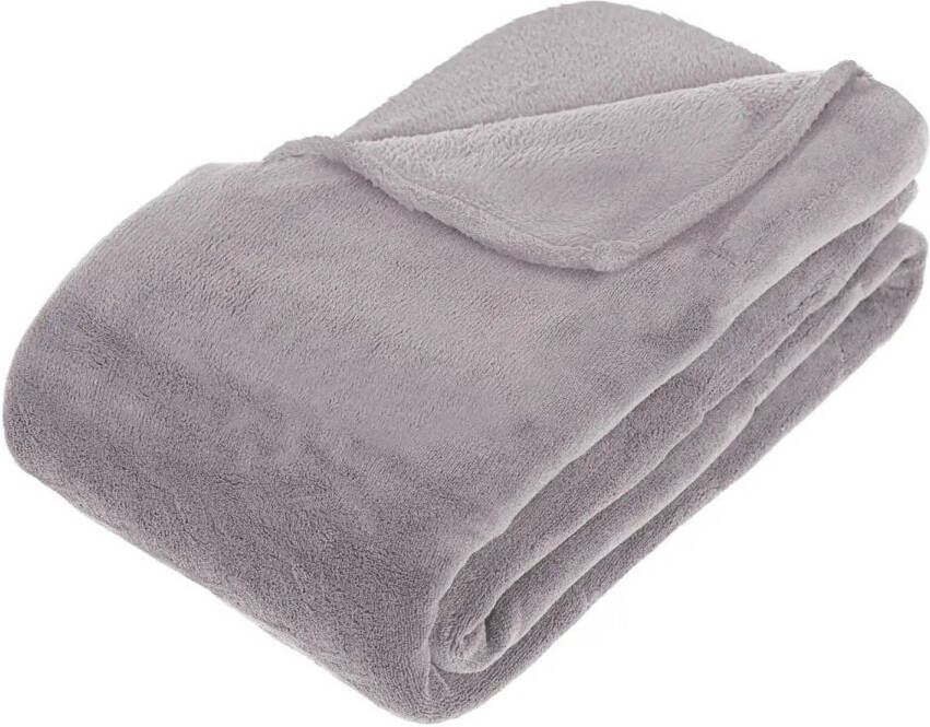ATMOSPHERA Grote Fleece deken fleeceplaid grijs 180 x 230 cm polyester Bankdeken Fleece deken Fleece plaid Plaids