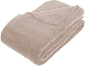 ATMOSPHERA Grote Fleece deken fleeceplaid beige 180 x 230 cm polyester Bankdeken Fleece deken Fleece plaid Plaids