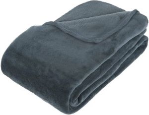 ATMOSPHERA Grote Fleece deken fleeceplaid blauwgrijs 180 x 230 cm polyester Bankdeken Fleece deken Fleece plaid Plaids