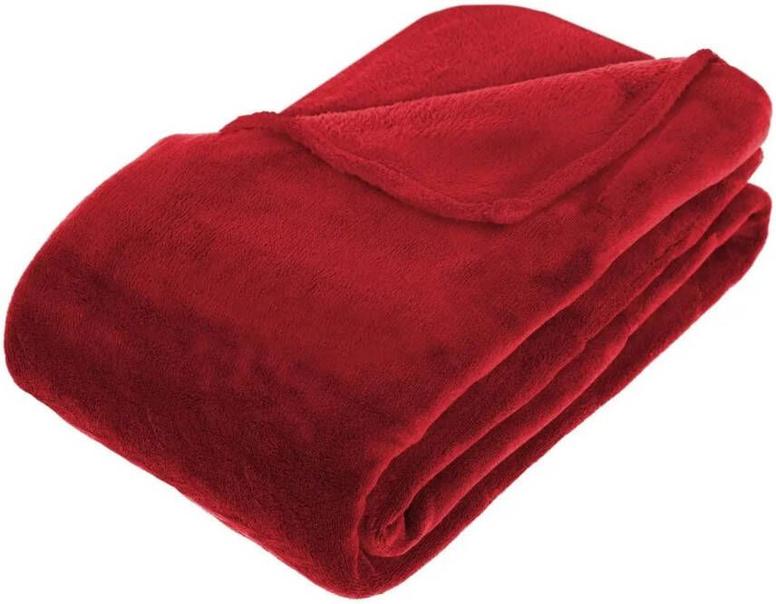 ATMOSPHERA Grote Fleece deken fleeceplaid rood 180 x 230 cm polyester Bankdeken Fleece deken Fleece plaid Plaids