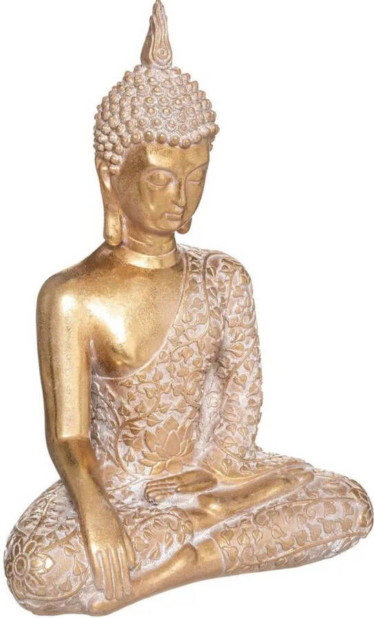Atmosphera Home decoratie Boeddha beeld goud kleurig 20 x 32 cm voor binnen Beeldjes
