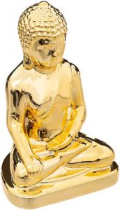 Atmosphera Home decoratie Boeddha beeld goud kleurig 16 x 25 cm voor binnen Beeldjes
