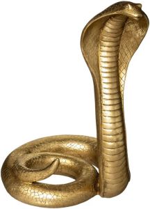 Atmosphera Home decoratie dieren slangen beeldje Cobra goud kleurig 36 x 25 cm Beeldjes