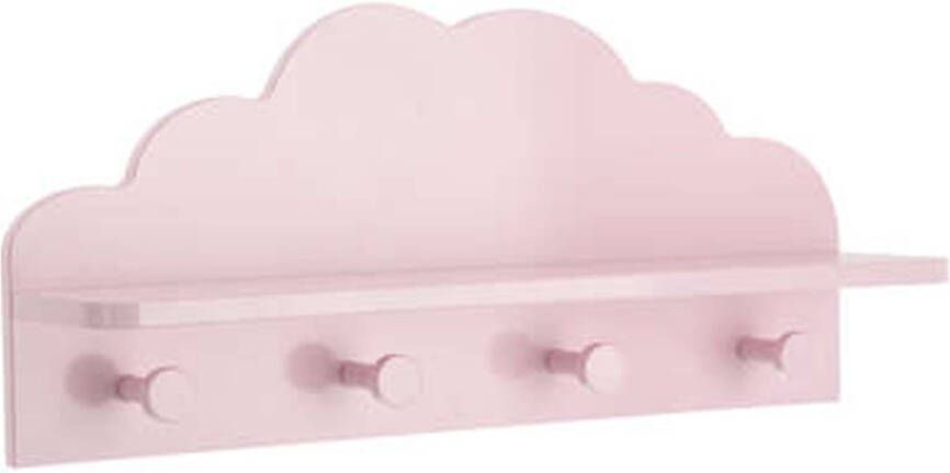 Atmosphera Kapstok kinderkamer roze wolk 4 haken en plank MDF 48 x 12 x 22 cm Kapstokken