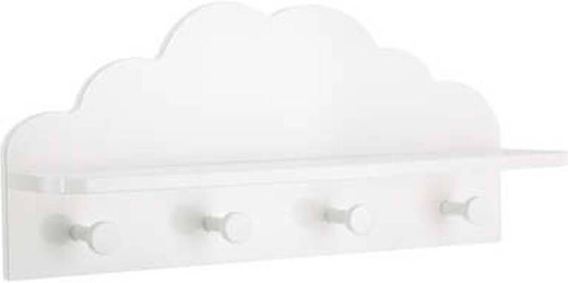 Atmosphera Kapstok kinderkamer witte wolk 4 haken en plank MDF 48 x 12 x 22 cm Kapstokken