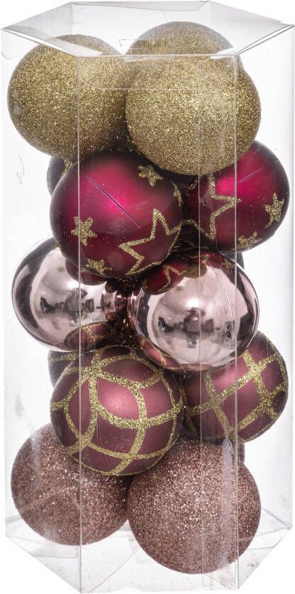 Atmosphera kerstballen-15x- D5 cm -mix wit roze goud champagne plastic Kerstbal
