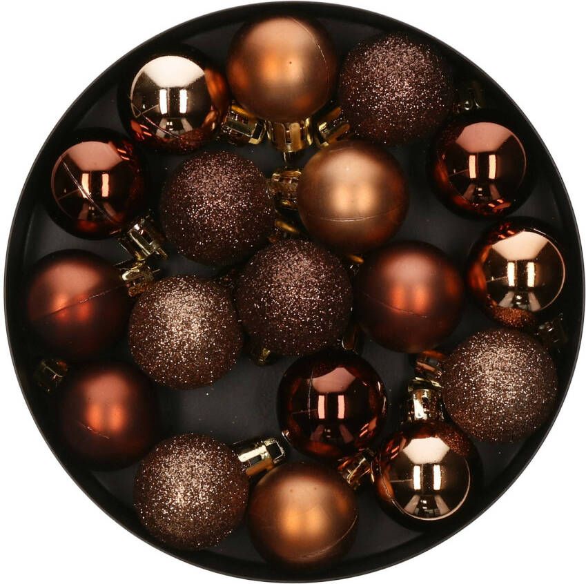 Atmosphera Kerstballen 18ST bronskleurig glans en mat D3 cm kunststof Kerstbal
