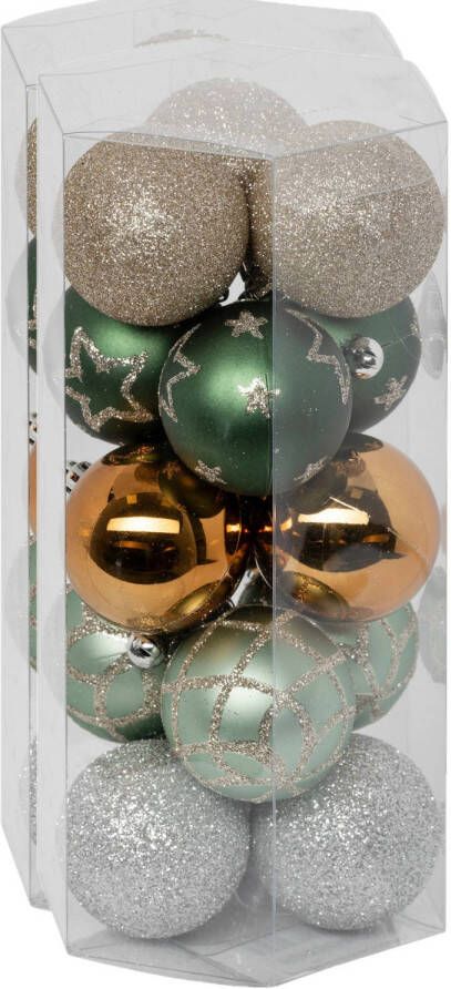 Atmosphera kerstballen 30x -D5 cm mix groen champagne plastic Kerstbal