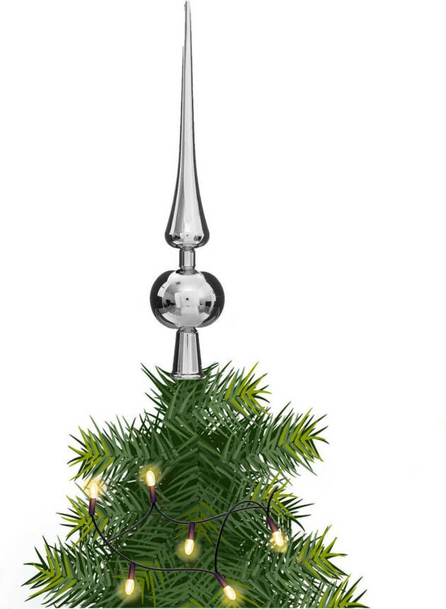Atmosphera kerstboom piek zilver plastic H28 cm kerstboompieken