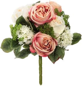 ATMOSPHERA kunstbloemen boeket wit roze rozen 35 cm Kunstbloemen