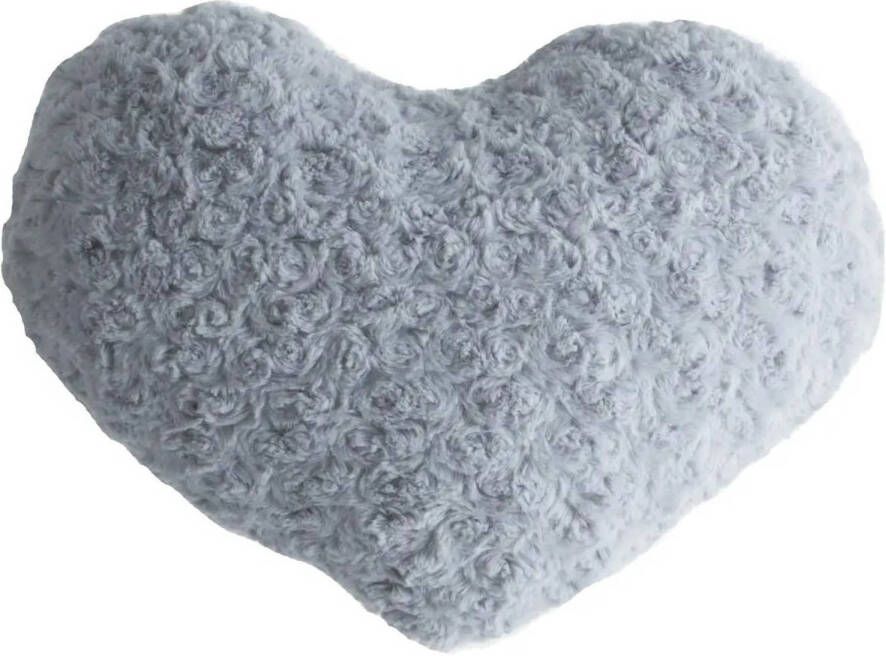 ATMOSPHERA Pluche kussen hart grijs 28 x 36 cm Sierkussens voor binnen Sierkussens