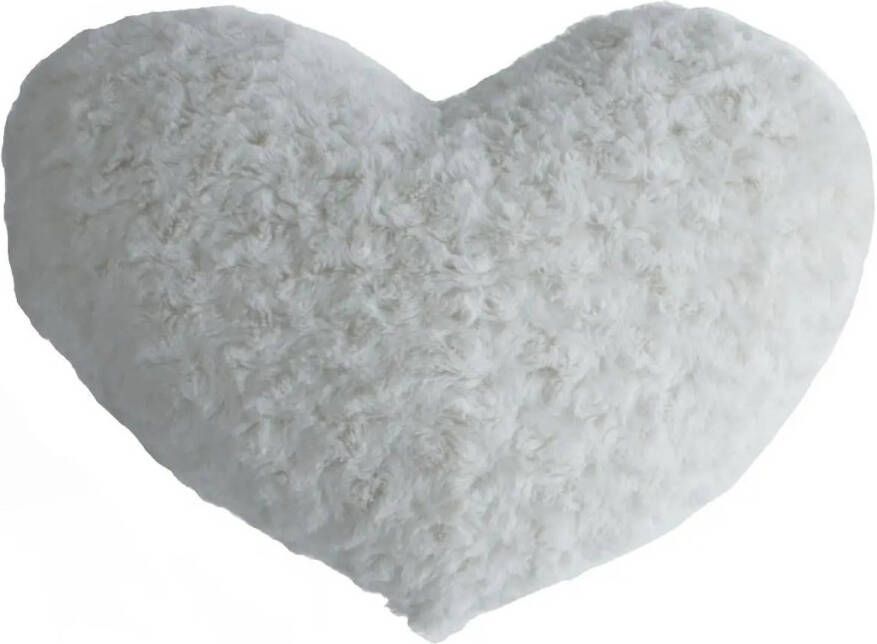 ATMOSPHERA Pluche kussen hart wit 28 x 36 cm Sierkussens voor binnen Sierkussens