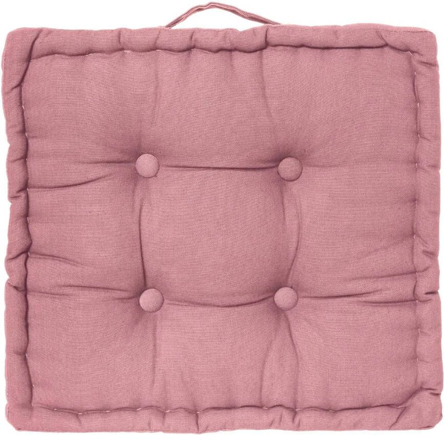 Atmosphera Vloerkussen Square oud roze katoen 40 x 40 x 8 cm vierkant Extra dik Sierkussens