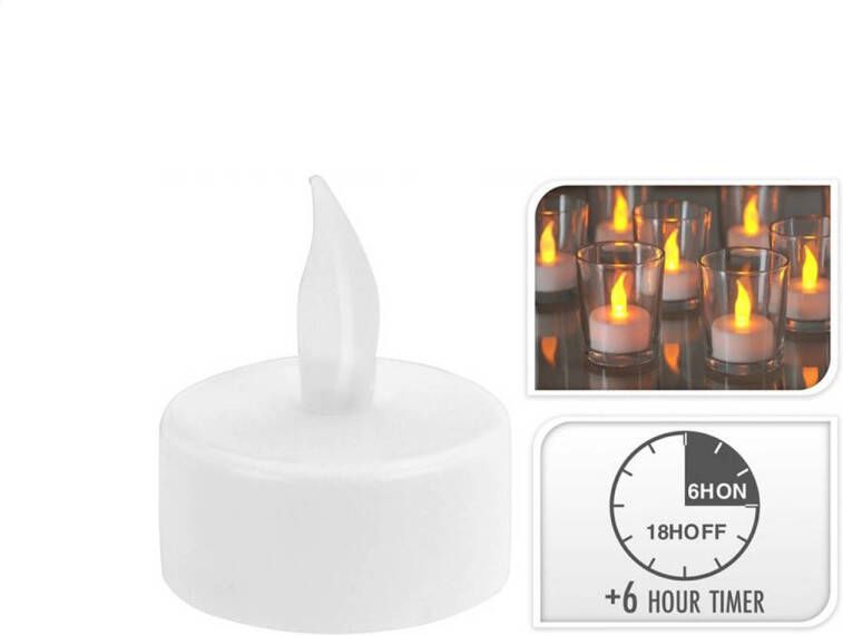 Basic LED theelicht waxinelicht met timer op batterij (inclusief) pak a 4 stuks