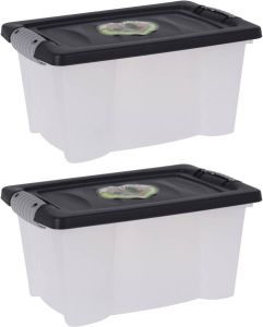 Bathroom Solutions 2x Stuks Opbergdozen organizers met deksel kunststof 9 Liter Opbergbox