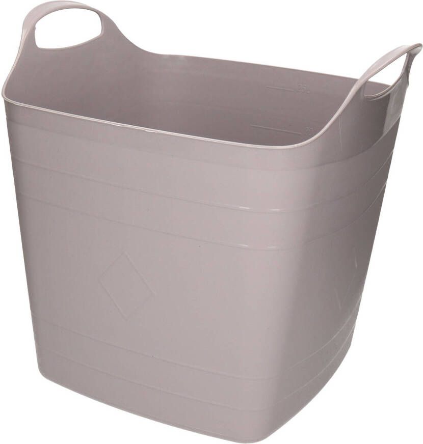 Bathroom Solutions Opbergmand kuip emmer flexibel kunststof grijs 25 liter Opbergmanden