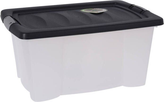 Bathroom Solutions Opslagbak opbergdoos organizer met deksel kunststof 13 Liter Opbergbox