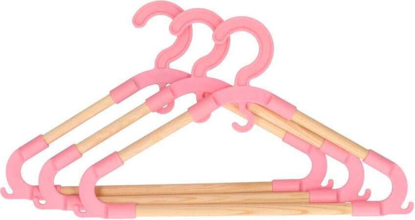 Bathroom Solutions Storage Solutions kledinghangers voor kinderen 3x kunststof hout roze Sterke kwaliteit Kledinghangers